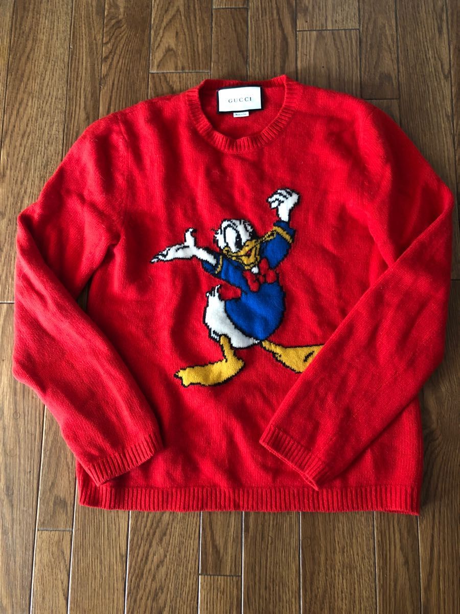 GUCCI ホワイト EUR:S/USA:S/MEX:38 Disney ドナルド コラボ ニット H5533 ZARA ザラ Disney ディズニー Tシャツ 半袖 プリント ドナルドダック 白
