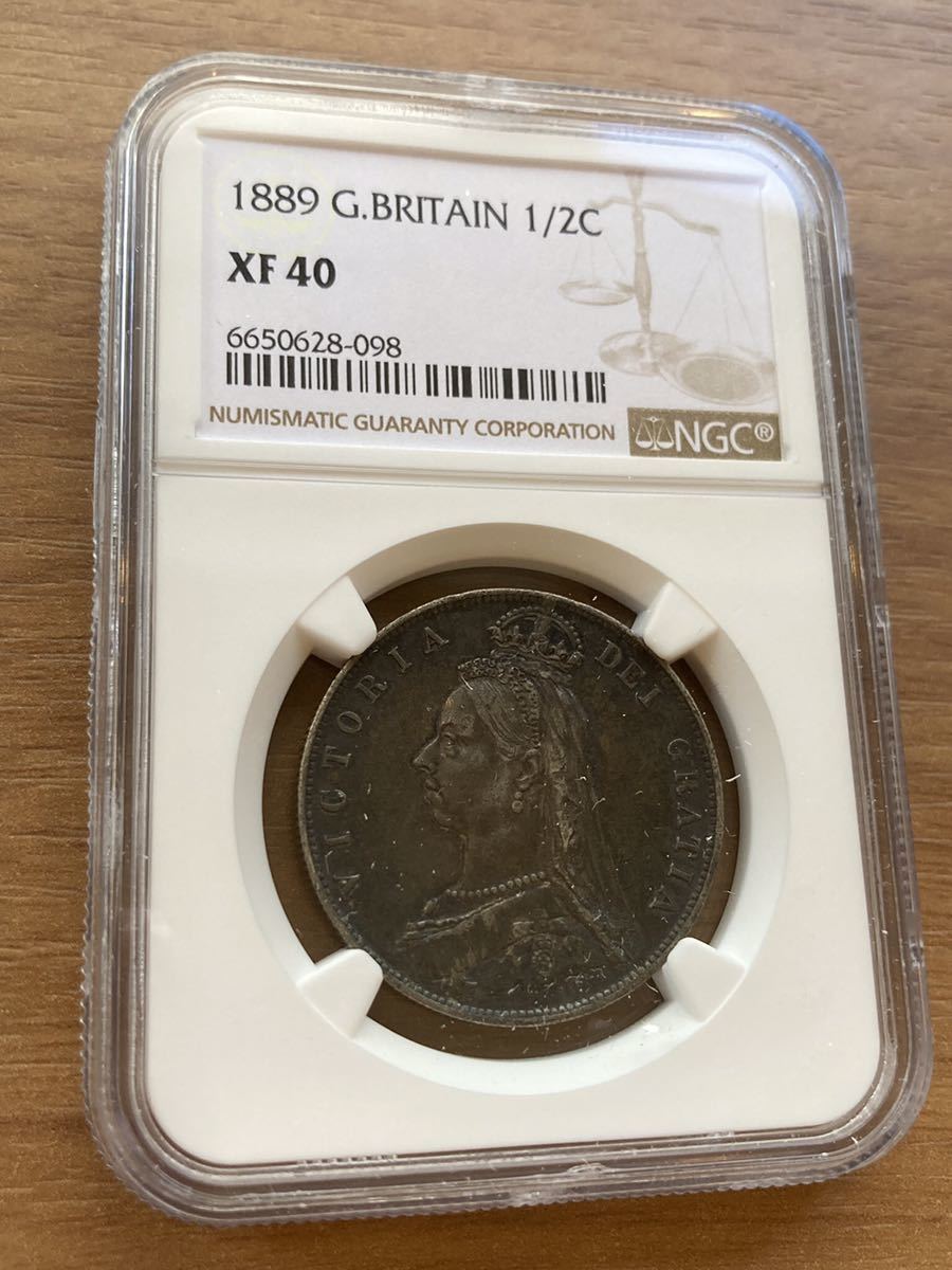 新しいブランド NGC鑑定XF40 coin silver crown 1/2C アンティークコイン イギリス 英国 クイーン ヴィクトリア女王 銀貨 1889年ハーフクラウン その他