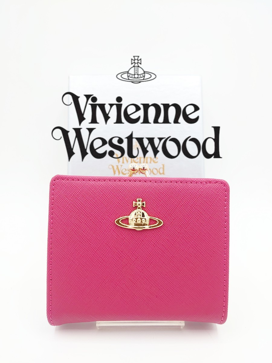 【最安値】 ヴィヴィアン・ウエストウッド Westwood Vivienne 二つ折り財布 ピーチ がま口 財布
