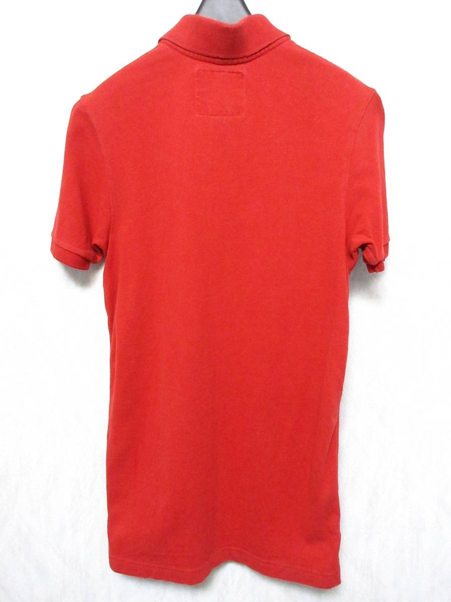 アバクロ アバクロンビー&フィッチ 半袖 ポロシャツ 赤 S ダメージ加工 東8072_画像3