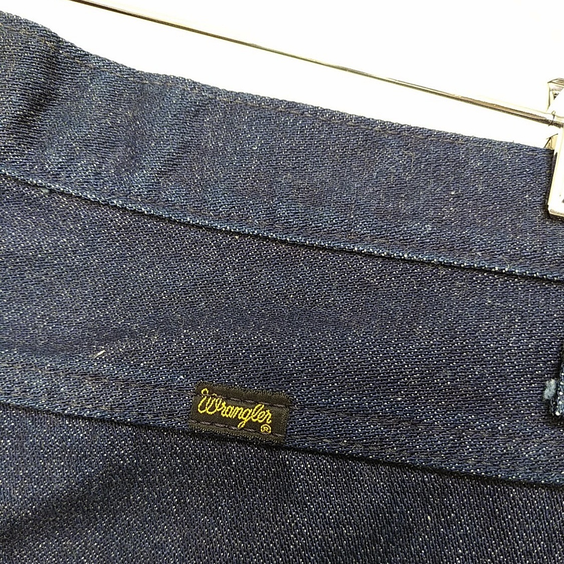 濃紺美品　レトロヴィンテージ　70年代　Wrangler　センタープレスデニム　フレア　メンズW31　79㎝　ジーンズ　SCOVILL M相当　230129-05_画像6