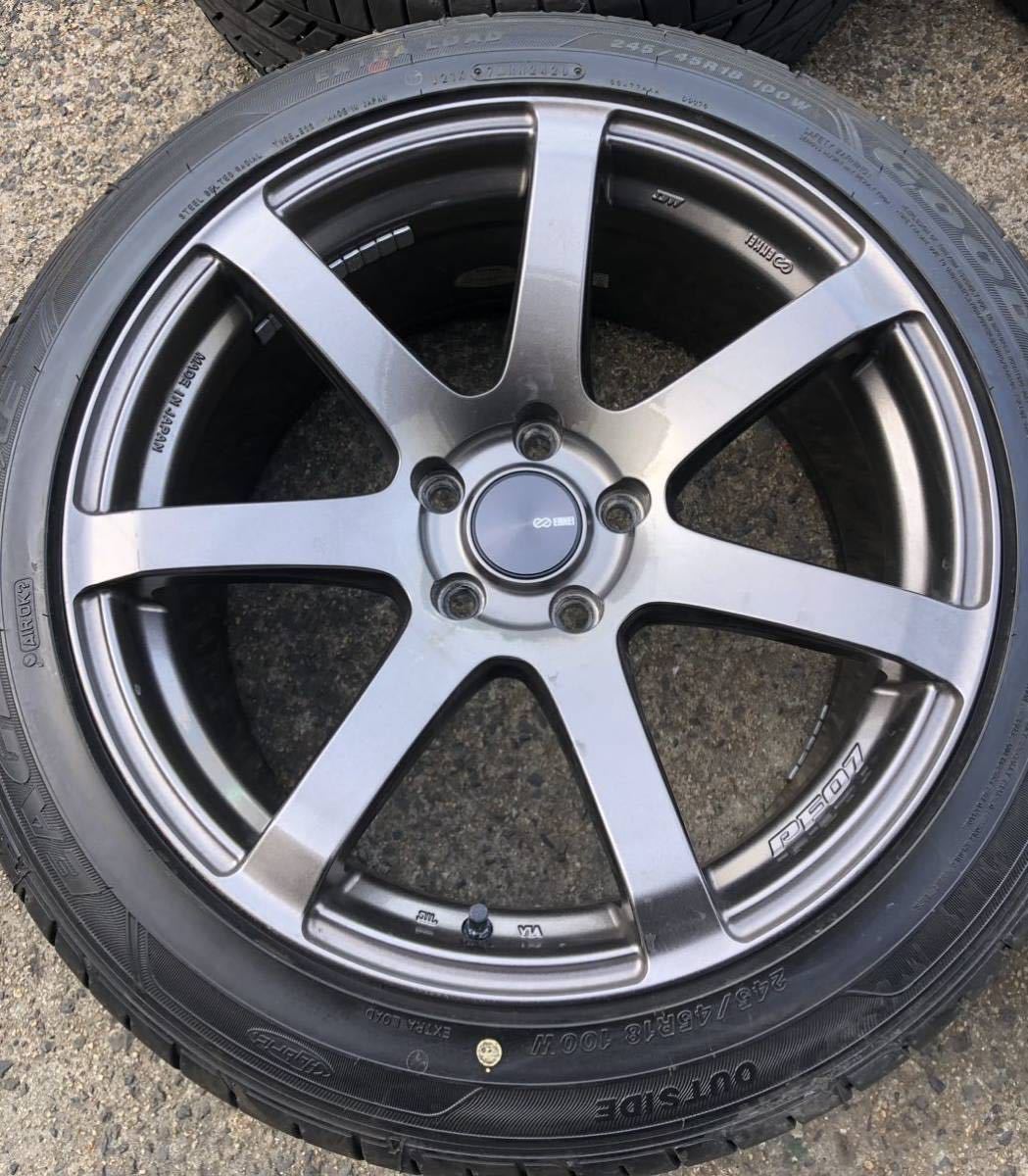 ENKEI PF07 ダークシルバー 18インチ】【18×8J インセット35 2本】【18