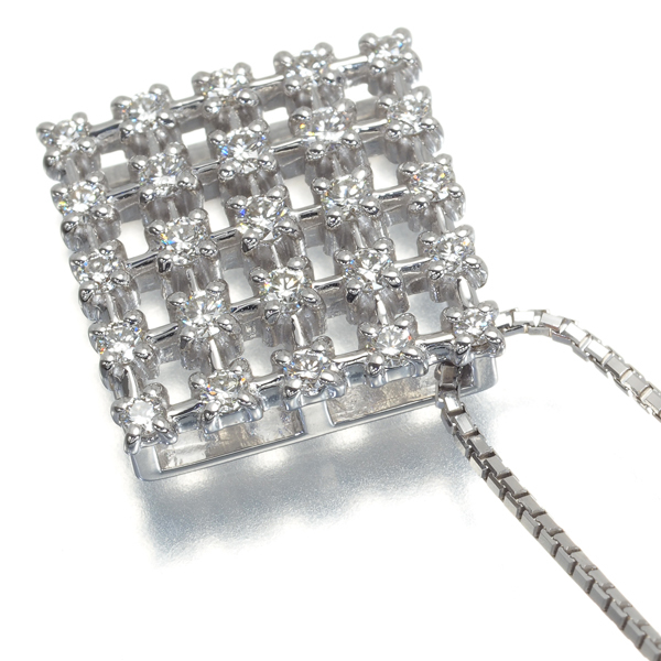 TASAKI タサキ ダイヤ ネックレス ダイヤモンド 0.36ct スクエア K18WG BLJ 大幅値下げ品 