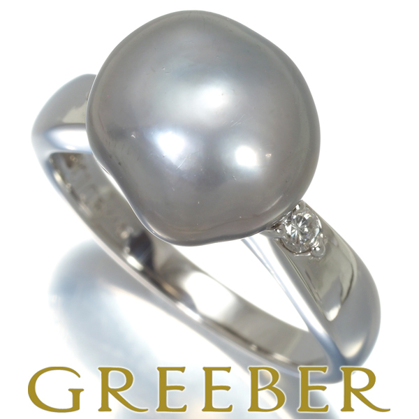 黒蝶真珠 バロックパール 10.2mm ダイヤ ダイヤモンド 0.10ct リング