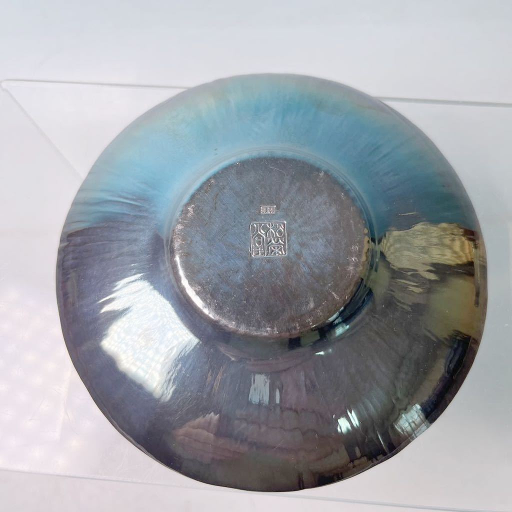 ☆ 煎茶道具 松楽堂 純銀製 槌目打 茶托 五枚(共箱)340g 茶入 茶道具