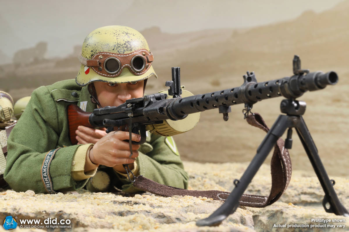 DID 1/6 WW2 ドイツ国防軍 ドイツアフリカ軍団 DAK ビアラス MG34機関銃手 未開封新品 D80158 検) DID Facepoolfigure SS DAMTOYS FLAGSET_画像6