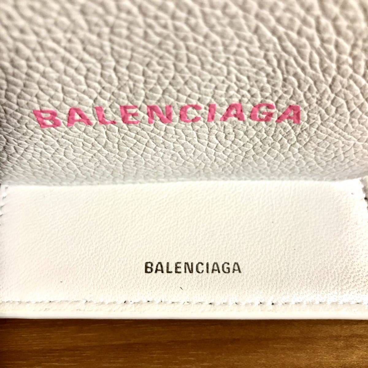 BALENCIAGA バレンシアガ キャッシュミニウォレット 財布 三つ折り コンパクト カーフスキン ホワイト ピンク 新品未使用 正規品 本物 人気_画像6