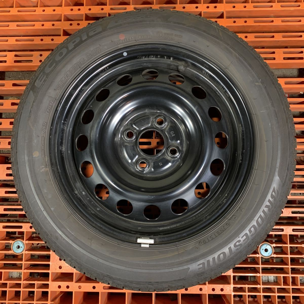 15インチ スチールホイール 4本セット 2019年製 ブリヂストン 夏タイヤ エコピア 185/60R15 アクア カローラ ヤリス ヴィッツ フィットの画像3