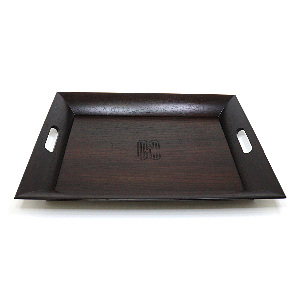 エルメス HERMES キッチン トレイ お盆 ウッド ダークブラウン 木製 トレー 幅44cm 1082g 【】Aランク