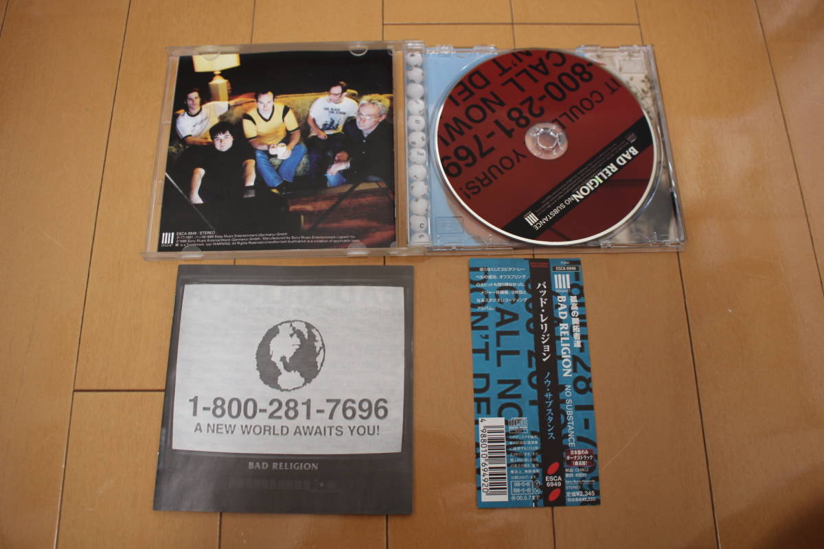 ☆即決 国内盤帯付 BAD RELIGION NO SUBSTANCE バッド・レリジョン ESCA-6949(1998年5月) NOFX RANCID OFFSPRING PENNYWISE_画像3