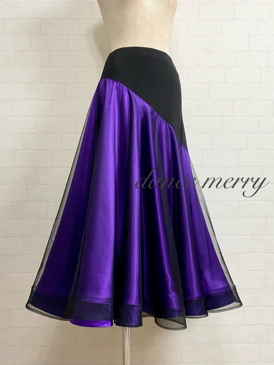 送料無料 【MERRY】 豪華 社交ダンス スカート 4840 黒 紫 送料無料 【MERRY】 豪華 社交ダンス スカート 4840 黒 紫