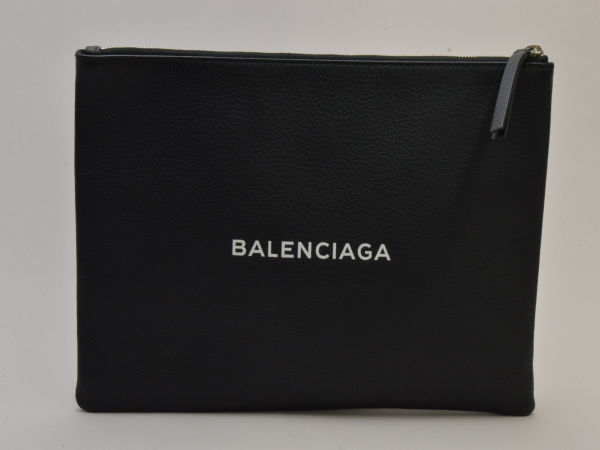 バレンシアガ BALENCIAGA エブリデイ セカンドバッグ/クラッチ レザー 485110 黒 マットシルバー ユニセックス su_p e_u F-YA473