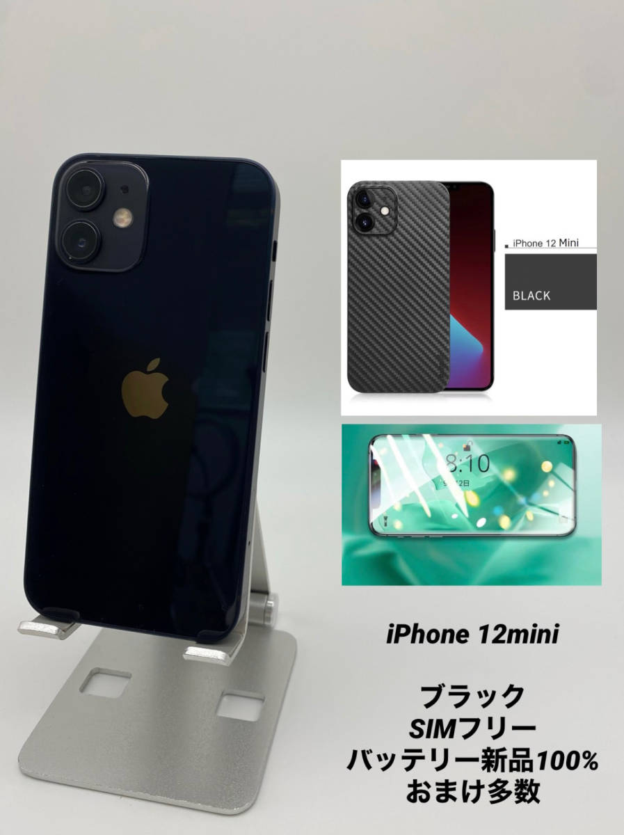 iPhone 12 mini ブラック 美品 ケース、フィルム付き-