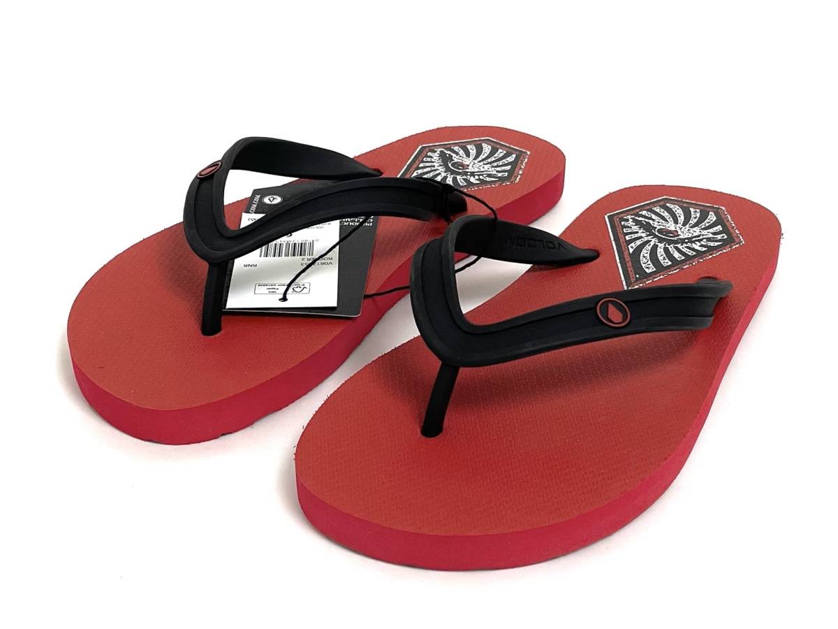 VOLCOM ボルコム V0812353RNR① メンズ US7 25cm ビーチサンダル BeachSandal ビーサン 赤色 リボン・レッド ヴォルコム 新品即決 送料無料_画像1