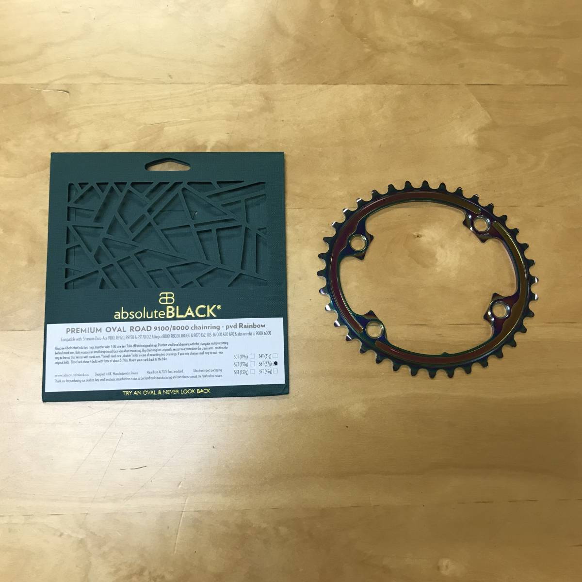 absolute BLACK 楕円 チェーンリング 36T レインボー absolute BLACK 楕円 チェーンリング 36T レインボー