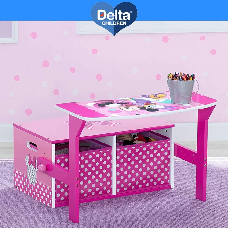 Disney Minnie Mouse storage attaching bench table .. change desk storage toy box box BOX table child furniture Delta