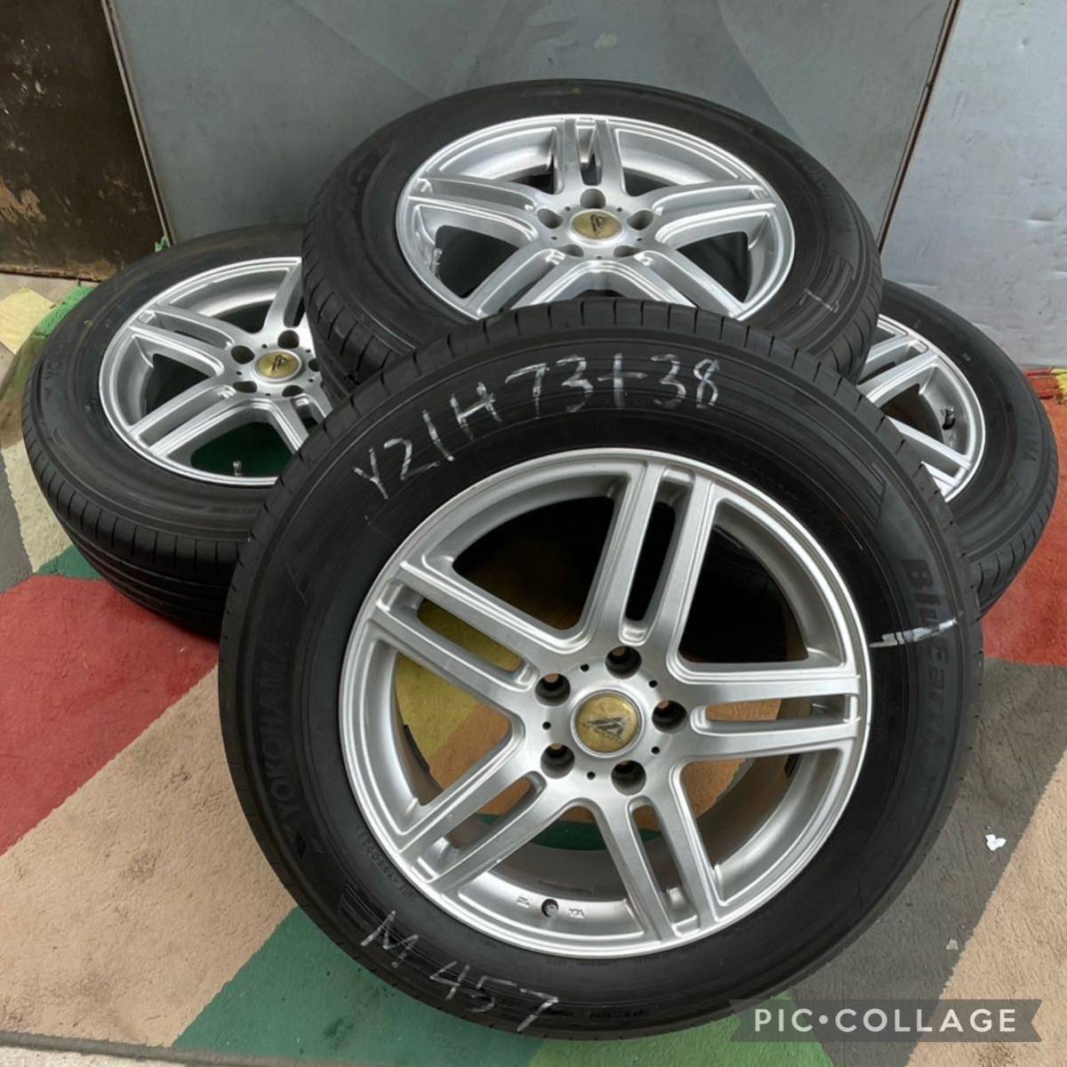 (商品番号457)Az sports 社外アルミホイール。バリ山国産タイヤ 17 インチ+38 pcd114.3/5H 215/65R17 Yokohamaタイヤ4本 セット。 _画像1