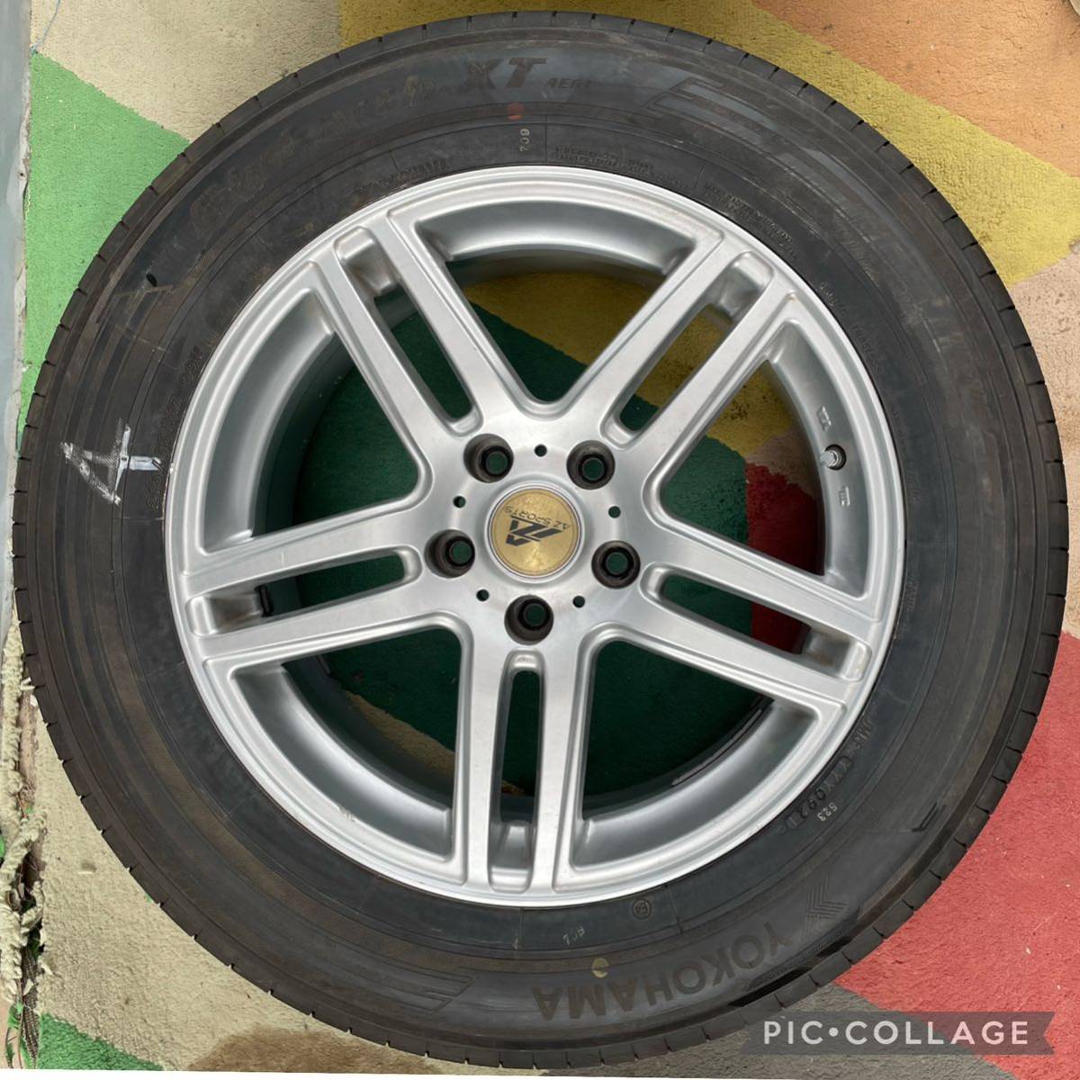 (商品番号457)Az sports 社外アルミホイール。バリ山国産タイヤ 17 インチ+38 pcd114.3/5H 215/65R17 Yokohamaタイヤ4本 セット。 _画像9