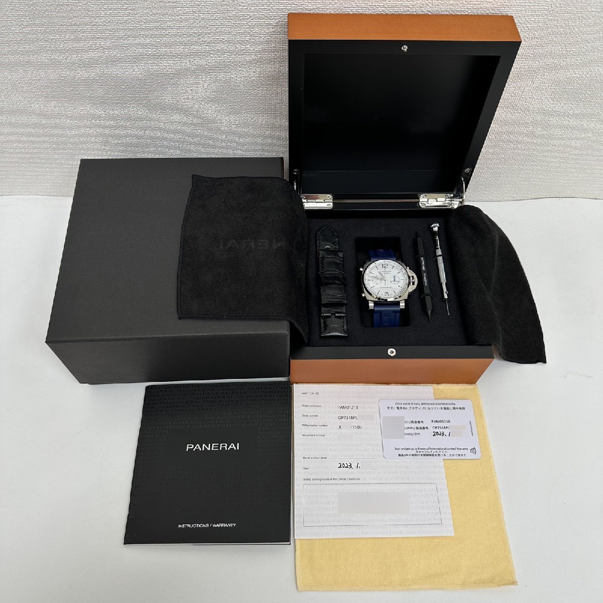 パネライ PANERAI 腕時計 ルミノール クロノ 白文字盤 PAM01218 X番 自動巻 メンズ 中古 極美品 [質イコー]_画像9