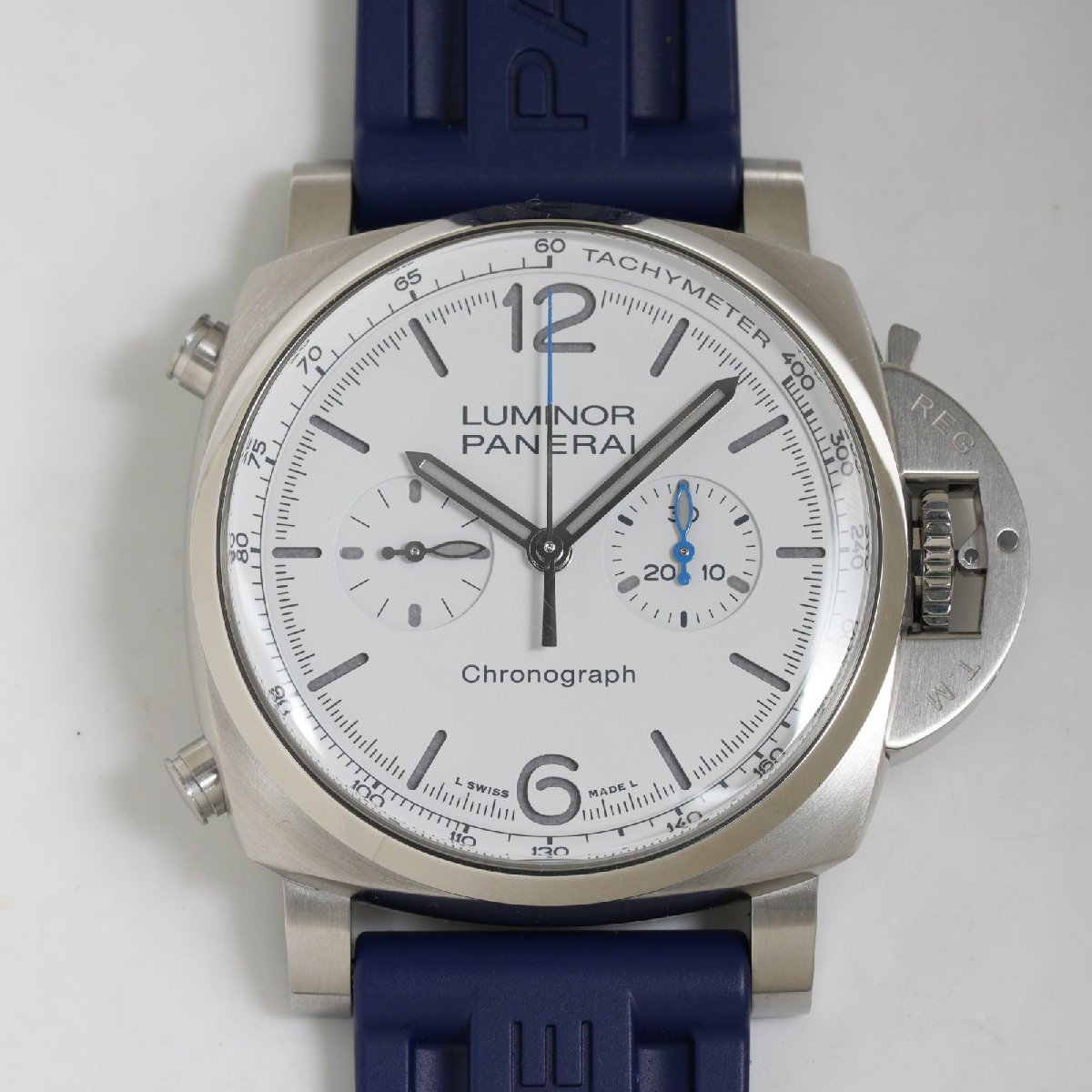 パネライ PANERAI 腕時計 ルミノール クロノ 白文字盤 PAM01218 X番 自動巻 メンズ 中古 極美品 [質イコー]_画像8