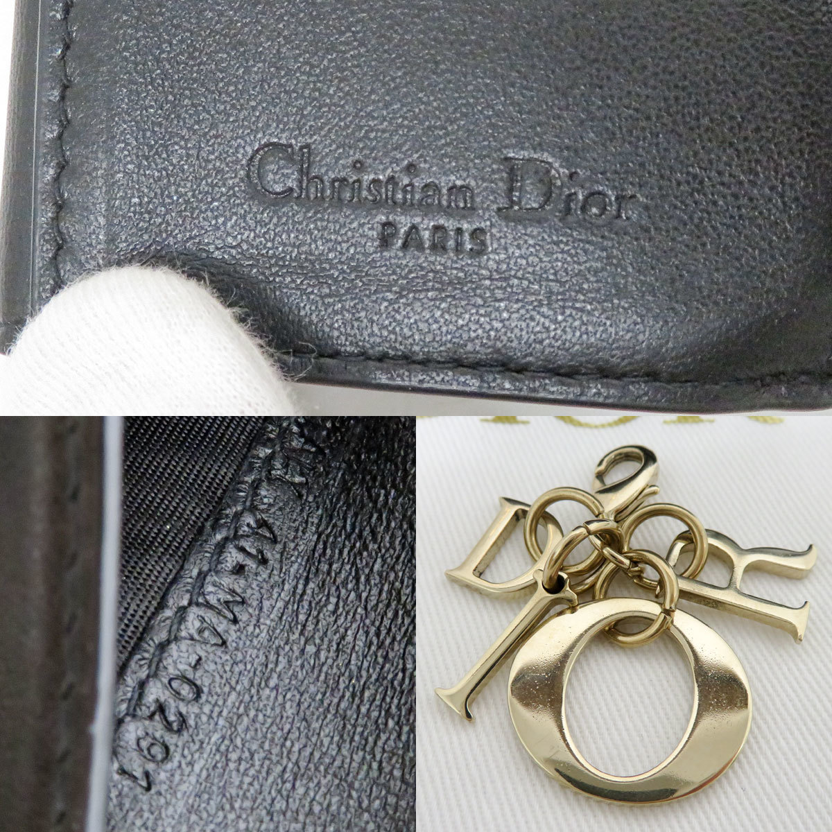  Dior Christian Dior kana -ju Lotus wallet three folding purse S0181ONMJ black used [ quality iko-]