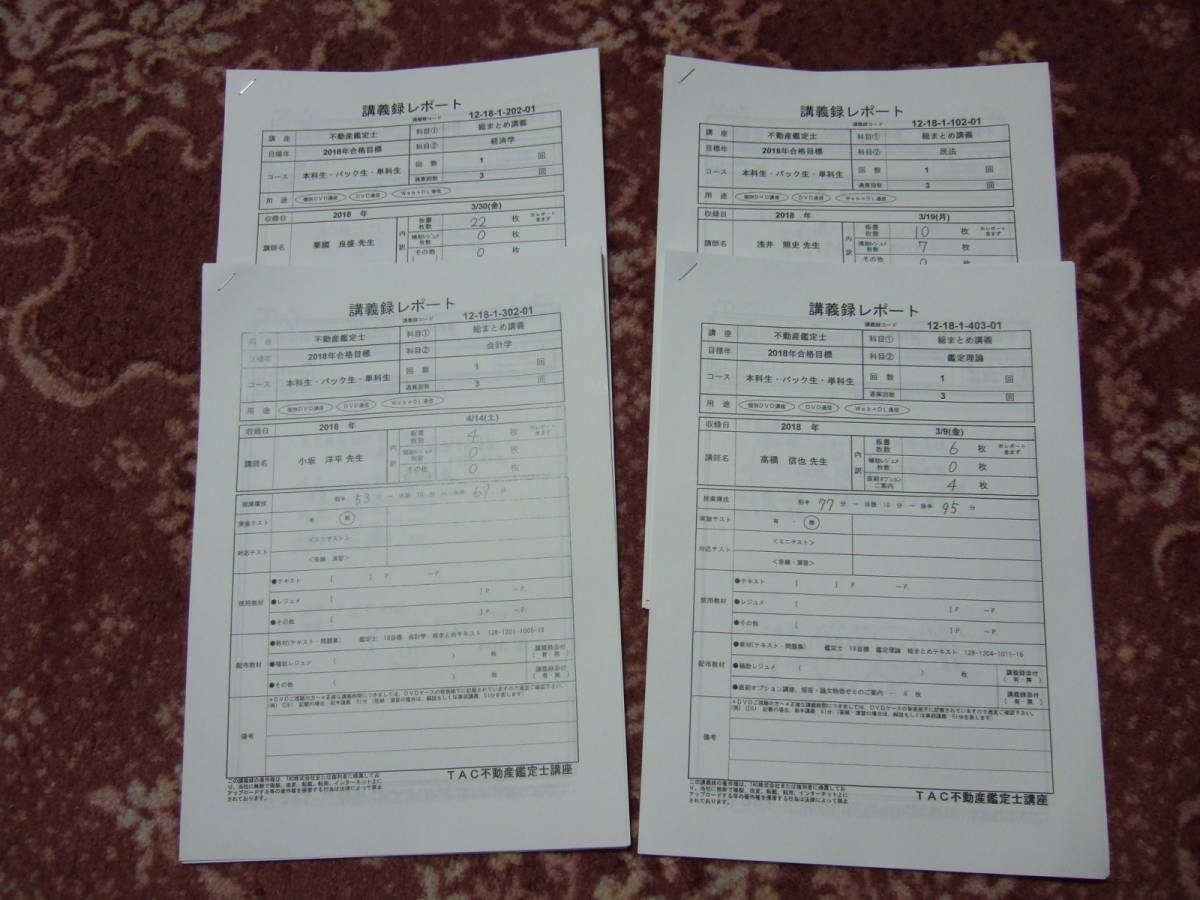 ☆2018年合格目標☆ TAC不動産鑑定士講座 上級講義(テキスト)&過去