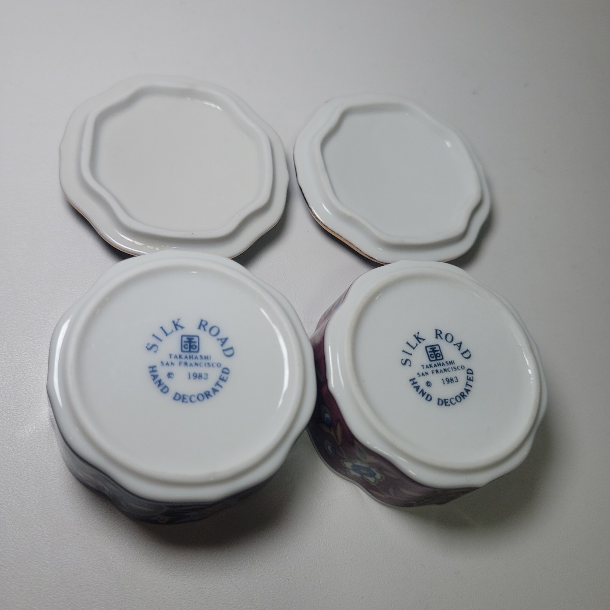 【送料無料】SILK ROAD TAKAHASHI シルクロード タカハシ 小物入れ 2個 小皿 色絵 豆皿 ペイント ユーズド まとめて アンティーク ヴィの画像7