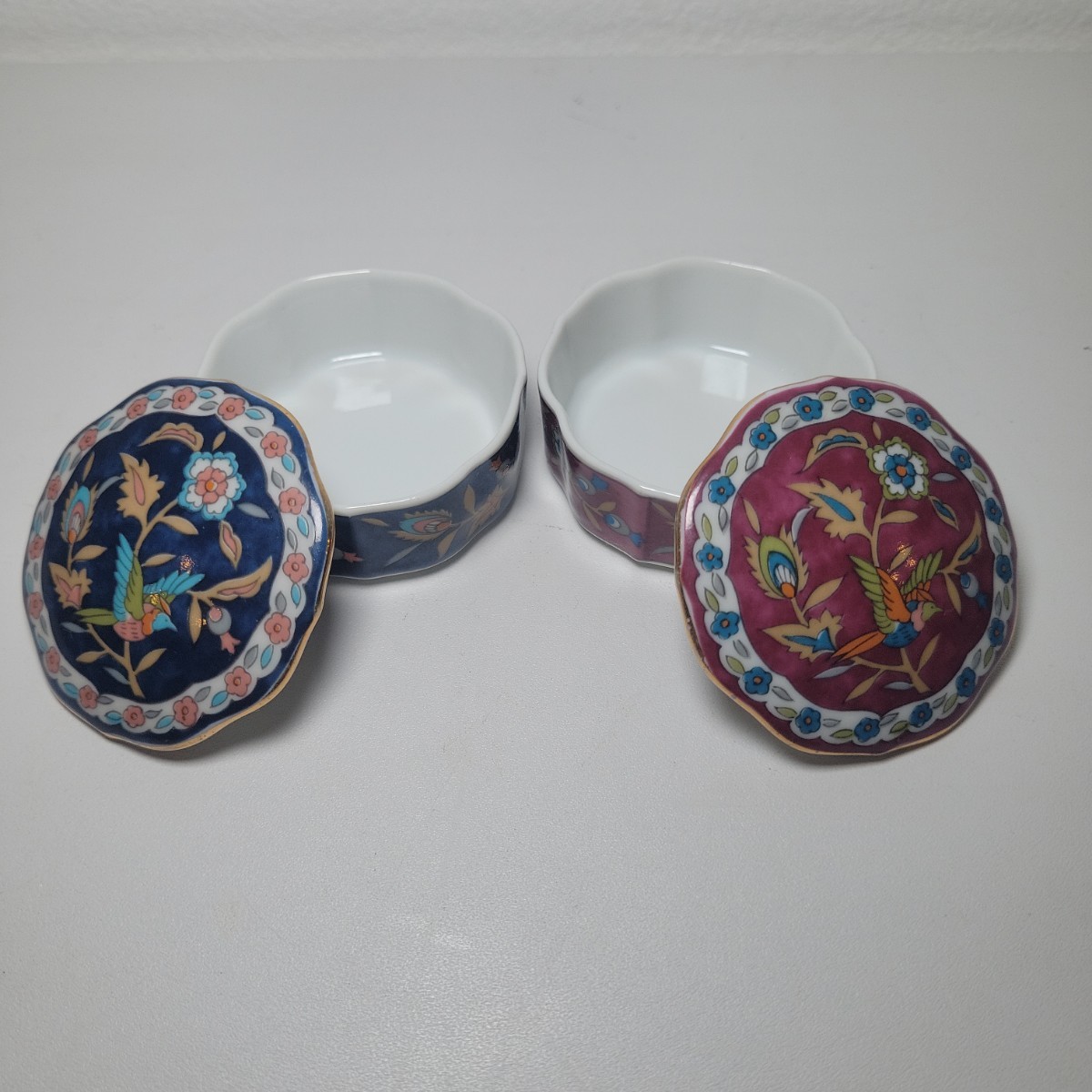【送料無料】SILK ROAD TAKAHASHI シルクロード タカハシ 小物入れ 2個 小皿 色絵 豆皿 ペイント ユーズド まとめて アンティーク ヴィの画像1