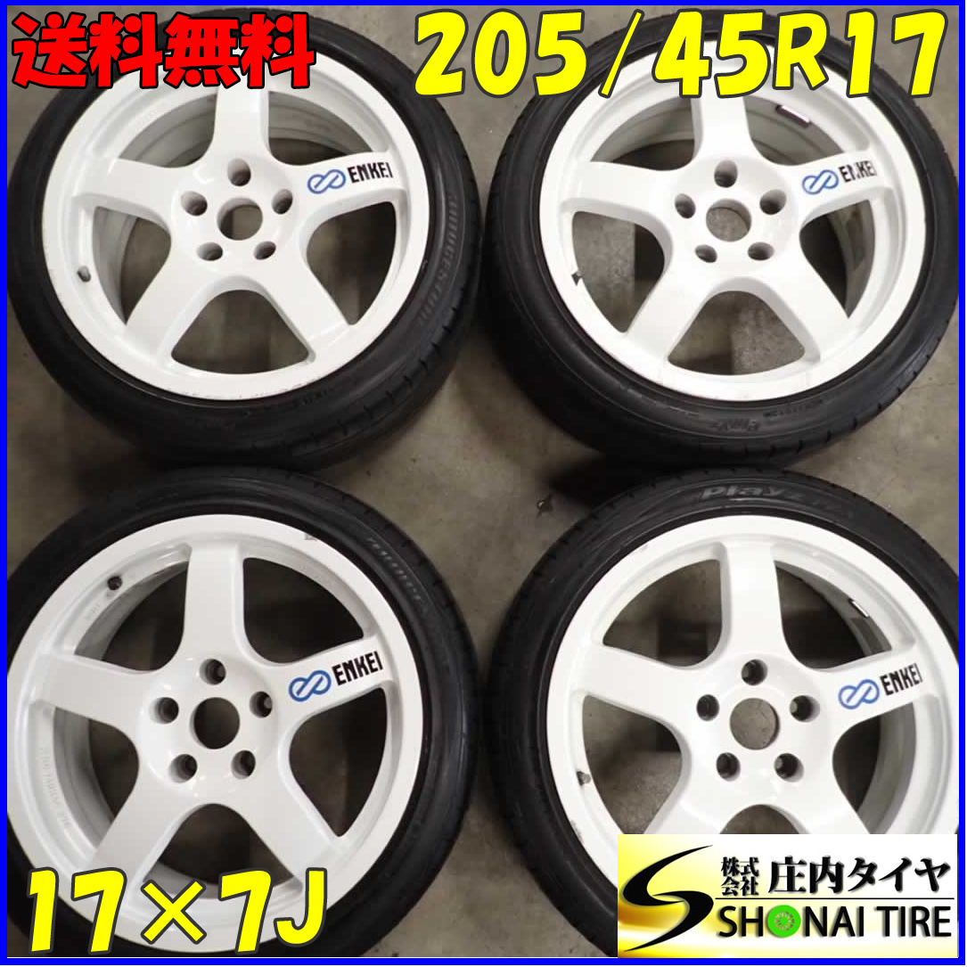 夏4本 会社宛 送料無料 205/45R17×7J ブリヂストン プレイズ エンケイ WRCターマックエボ ENKEI WRC TARMAC EVO アルミ シビック NO,C3944_画像1