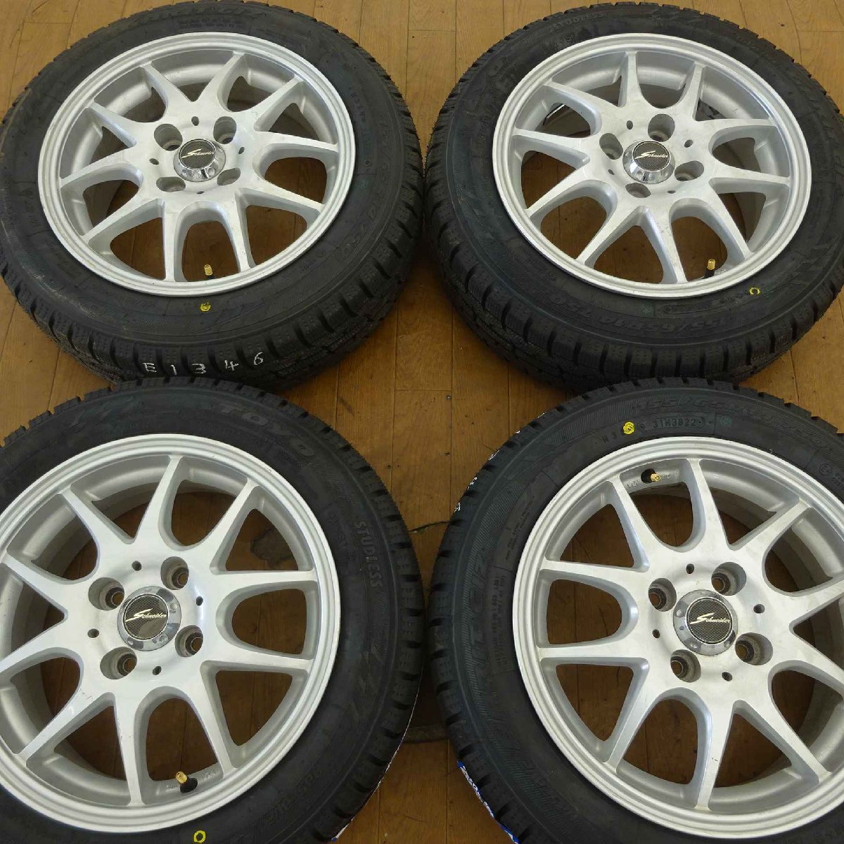 冬 新品 2022年 4本SET 会社宛 送料無料 155/65R14×5.5J 75Q トーヨー オブザーブ ガリットGIZ アルミ チューナーサイズ ワゴンR NO,E1346_画像5