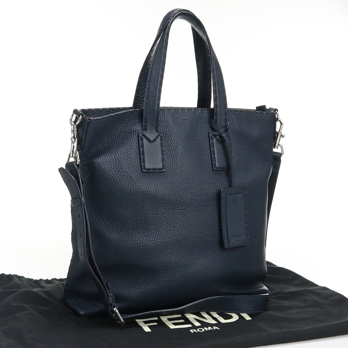 中古フェンディFENDI ブランド セレリア トートバッグ レザー 7VA377 ネイビー ランク：AB us-2 2WAY ショルダー_画像1