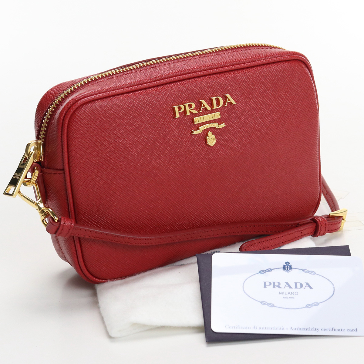 ○日本正規品○ 1BH036 レザー ポシェット 中古・未使用プラダPRADA