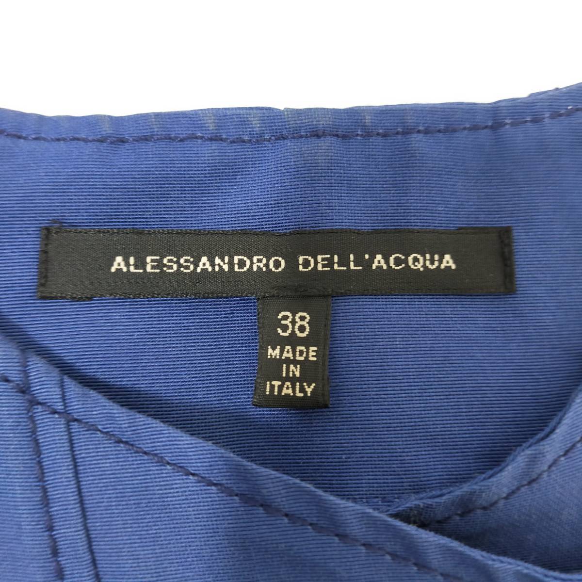 アレッサンドロデラクア Alessandro Dell'Acqua コート サイズ38 M ブルー 青 ミディ丈 イタリア製 五分袖 ぺプラム ノーカラー 1931_画像8