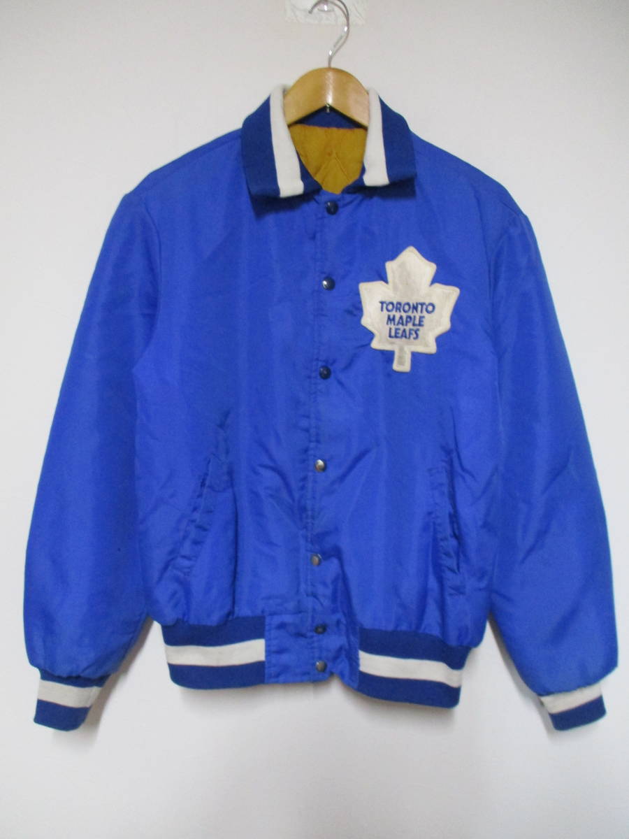 90's カナダ製 SHAIN NHL メープルリーフス 中綿ナイロンスタジャン Mサイズ