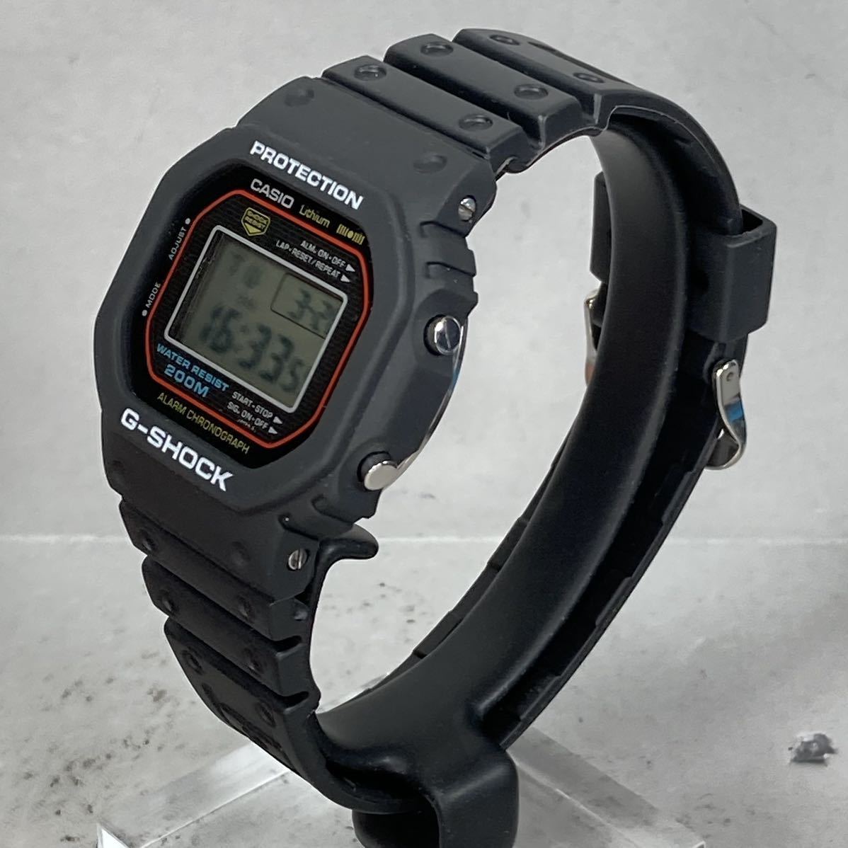 未使用同様 極美品 CASIO G-SHOCK DW-5000C-1A ファーストモデル 200M表記 メタルケース スクリューバック ブラック スクウェア スピード_画像7