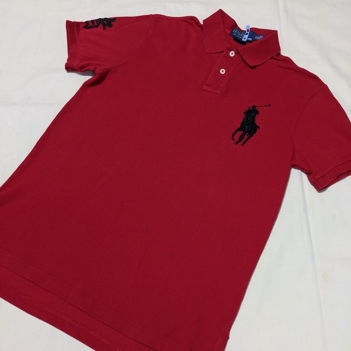 +SQ26 Polo Ralph Lauren ポロ ラルフローレン メンズ M 半袖 ポロシャツ カットソー 赤 ビッグポニー 猪_画像1