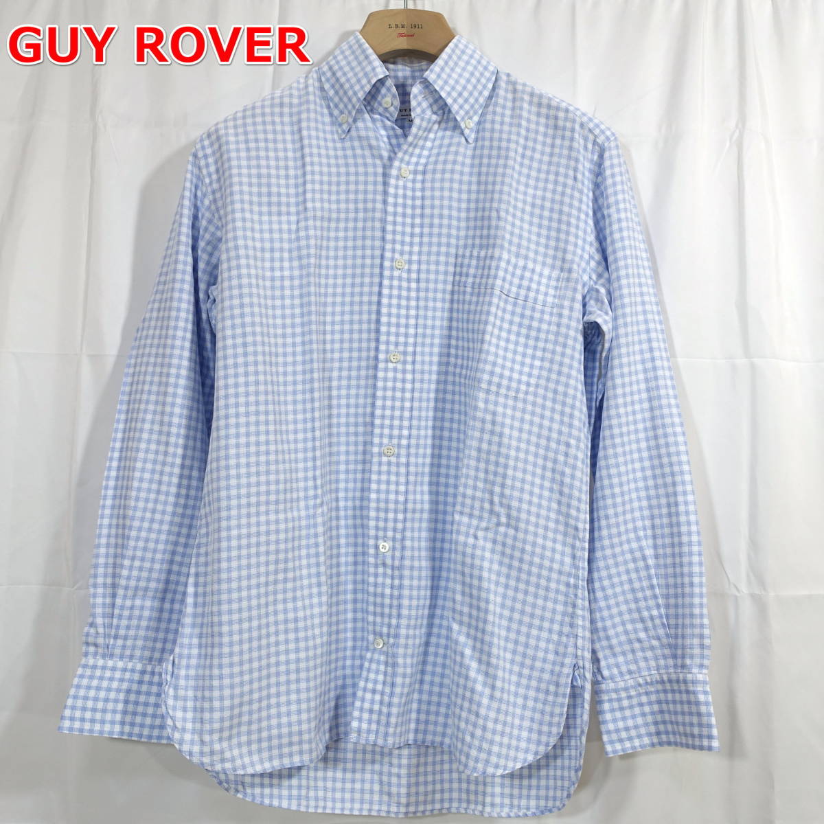 【定番】ギローバー チェックBDシャツ GUY ROVER サイズM 白水色