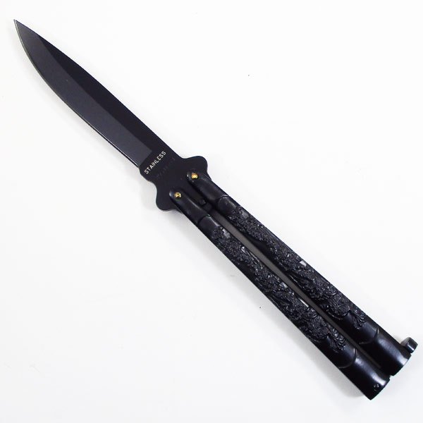 特売 バタフライ ナイフ butterfly knife 誕生日/お祝い 送料無料定形外 7023 182g ブラックドラゴン
