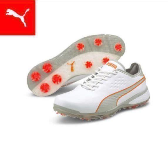 低価格 未使用 プーマ PUMA ゴルフシューズ ホワイト/オレンジ 26.5cm