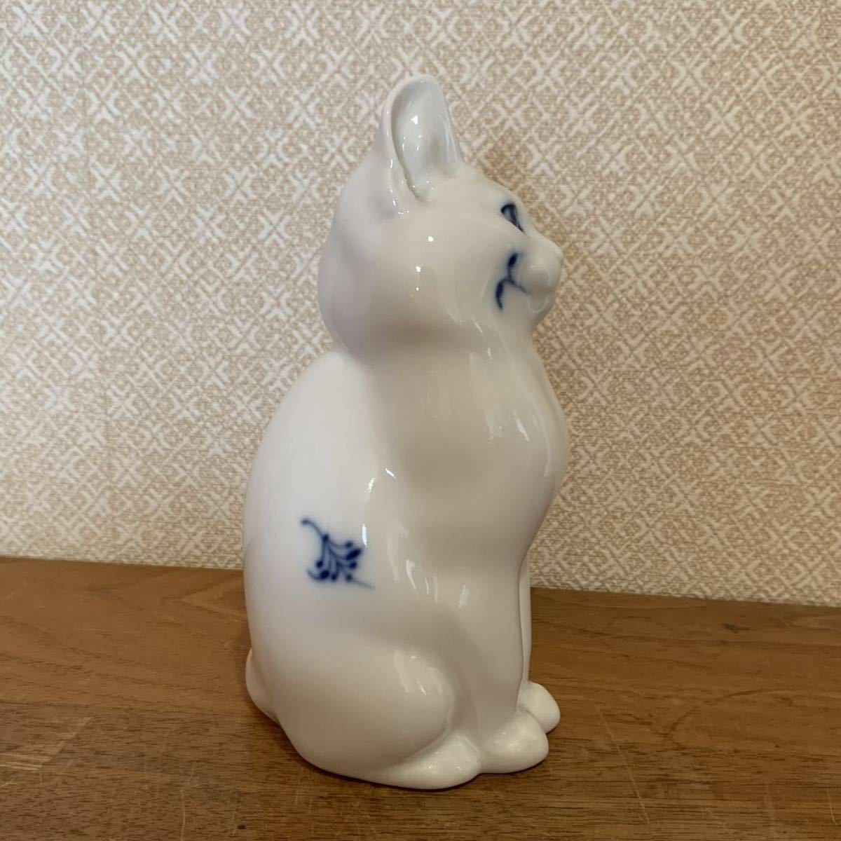 希少 美品 ROYAL COPENHAGEN ロイヤルコペンハーゲン ブルーフルーテッド 猫 ネコ 置物 インテリア ディスプレイ コレクション 送料無料