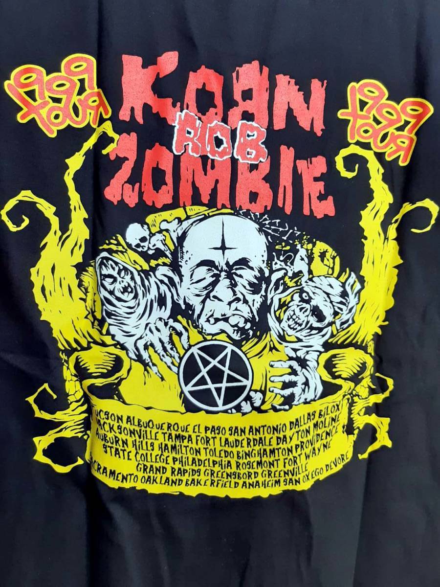 KORN コーン ロブゾンビ Rob Zombie ジョイントツアー「999TOUR」バンドTシャツ【Lサイズ】希少デザイン◆【 送料無料 】