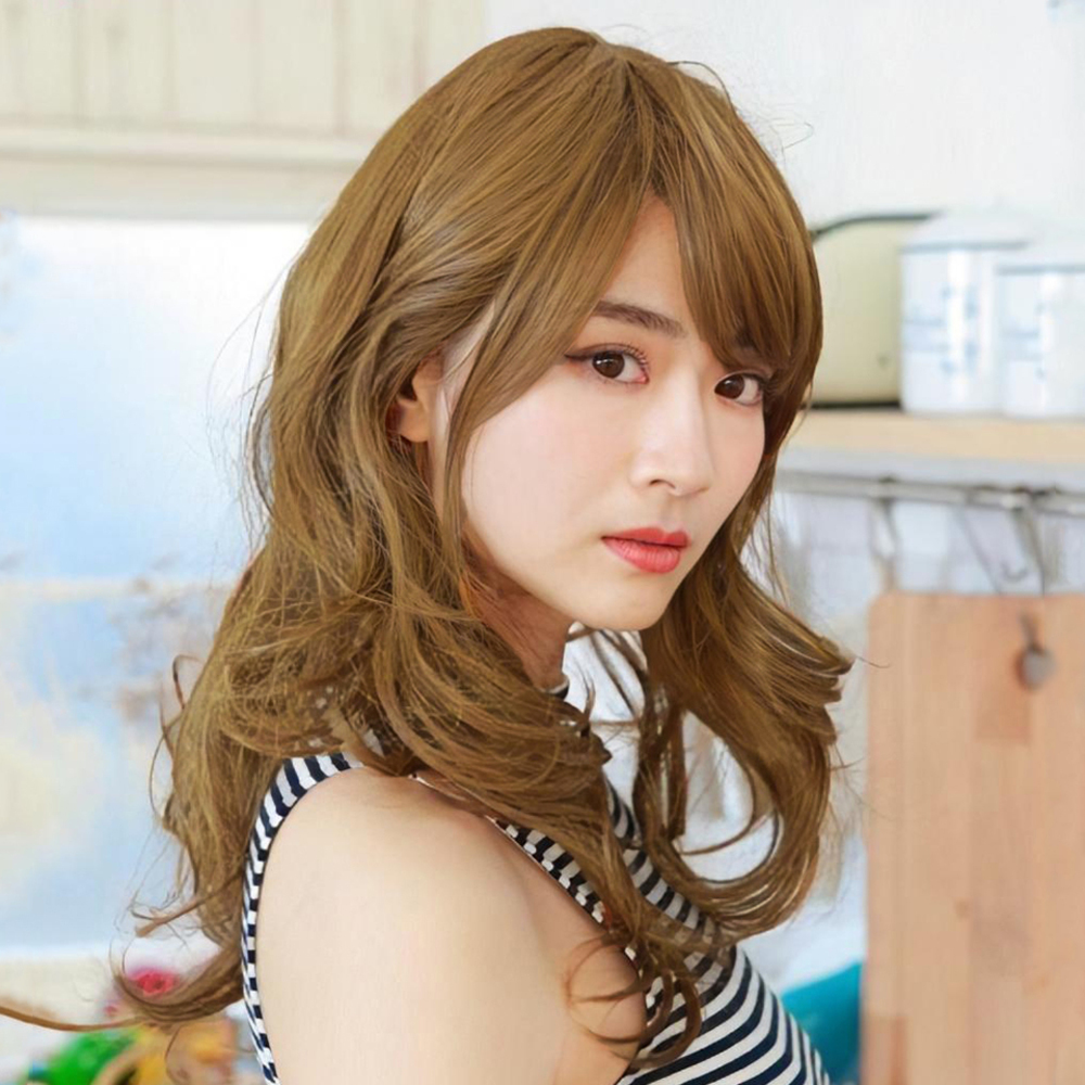 ☆ TAY.耐熱アッシュイエロー プリシラ ウィッグ フルウィッグ 通販 ロング 自然 セミロング ミディアム 黒髪 カール かつら つけ毛 可愛