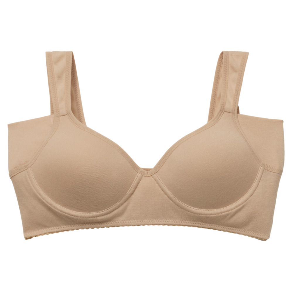 ☆ ベージュ ☆ LLサイズ ノンワイヤー 綿 ブラジャー 通販 綿100% 脇汗ガードブラ 汗取りインナー 脇汗パッド 脇パッド 特大パッド カッ_画像1