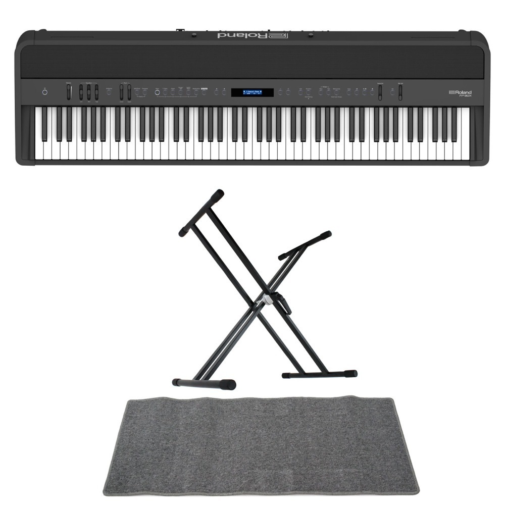 ローランド ROLAND FP-90X-BK Digital Piano ブラック デジタルピアノ スタンド マット 3点セット [鍵盤 DMset]