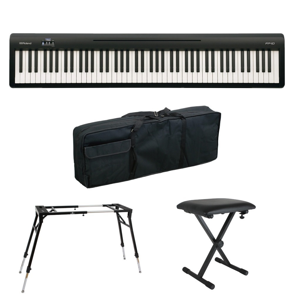 ローランド ROLAND FP-10 BK 電子ピアノ 4本脚型スタンド ベンチ ケース付き セット [鍵盤 DCset] 