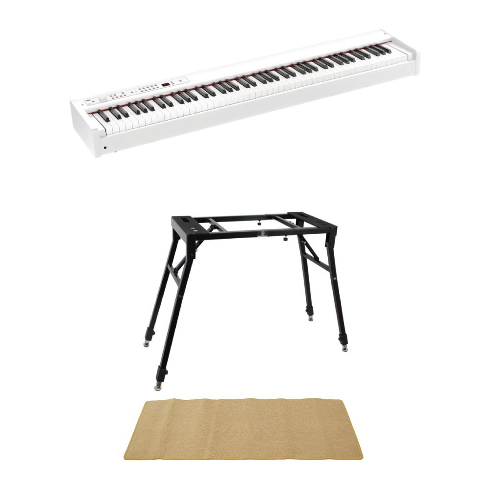 コルグ KORG D1 WH DIGITAL PIANO 電子ピアノ ホワイトカラー 4本脚スタンド ピアノマット(クリーム)付きセット