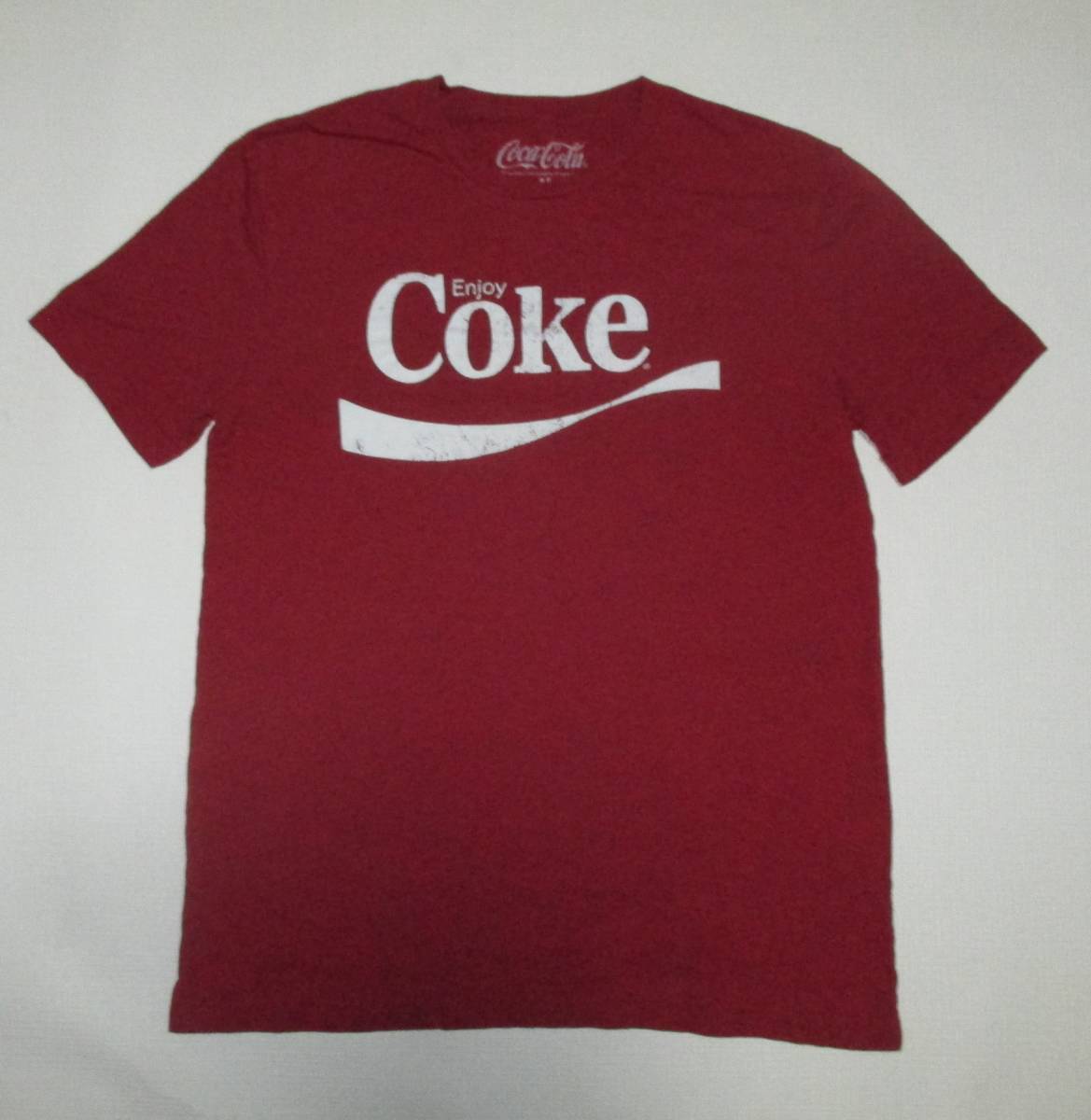 コカ・コーラ　Coca Cola　コーク Coke　ロゴ　Tシャツ　T-shirt　半袖　メンズM　ワインレッド（霜降り）　古着　美品
