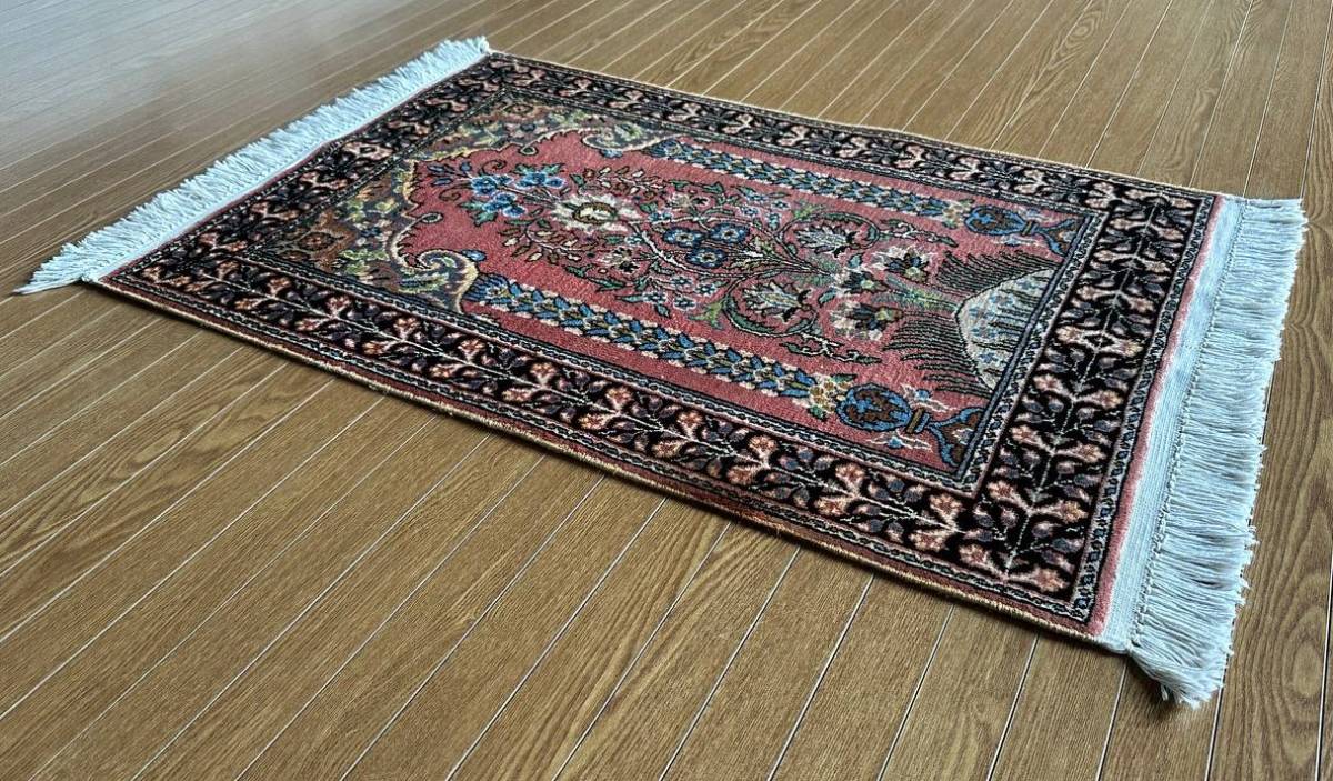 88×60】シルク☆インド産絨毯・カーペット・ラグ・マット□2747-15 88×60】シルク☆インド産絨毯・カーペット・ラグ・マット□2747-15