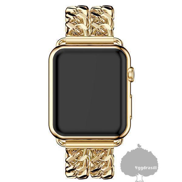 YGG* новый товар Apple watch W цепь частота ремень двойной 42 44 45 49 золотой Gold 9 8 7 6 5 4 3 SE ultra мужской женский 2 -слойный 