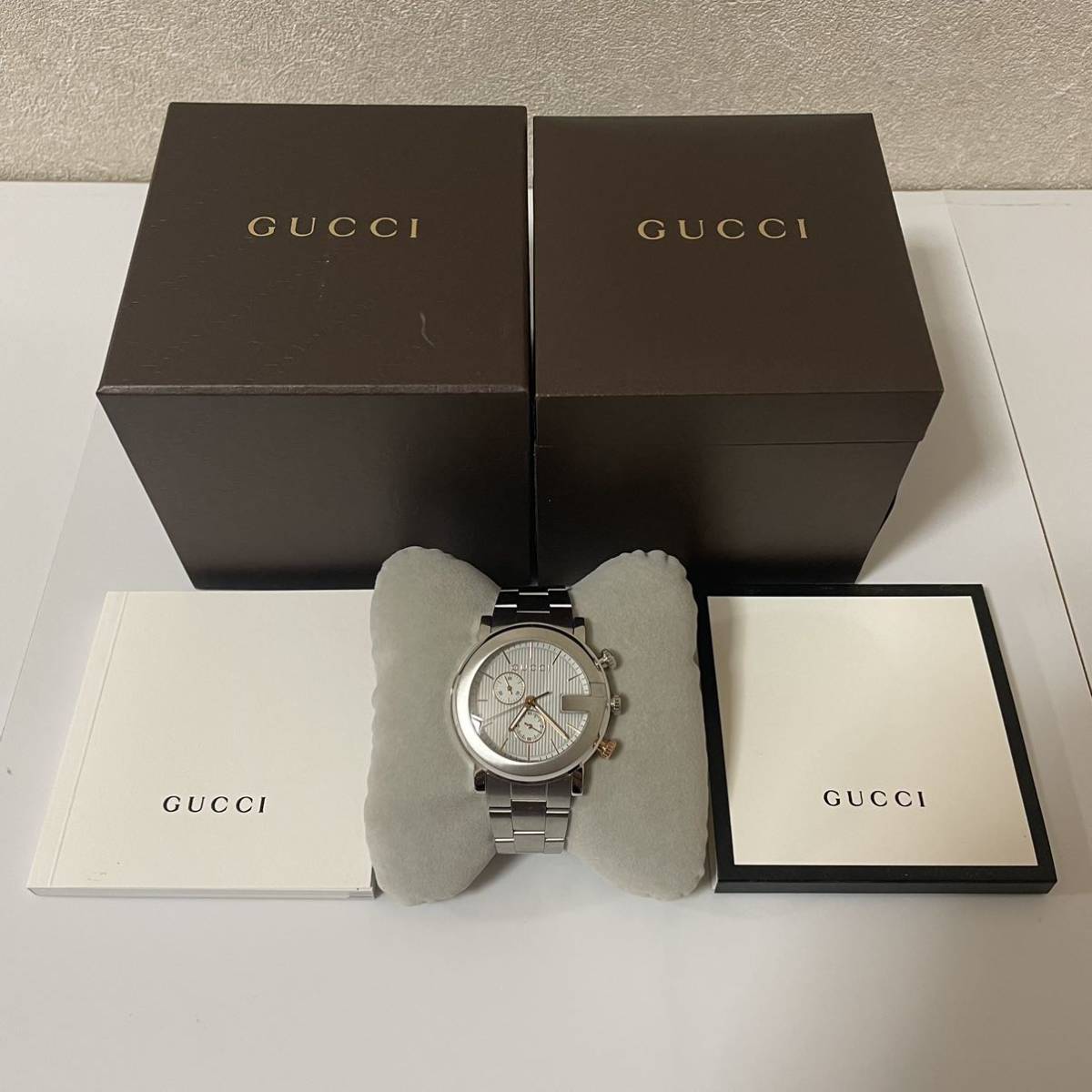 □新品□グッチ GUCCI 腕時計 YA101360 Gクロノ ゴールド シルバー か